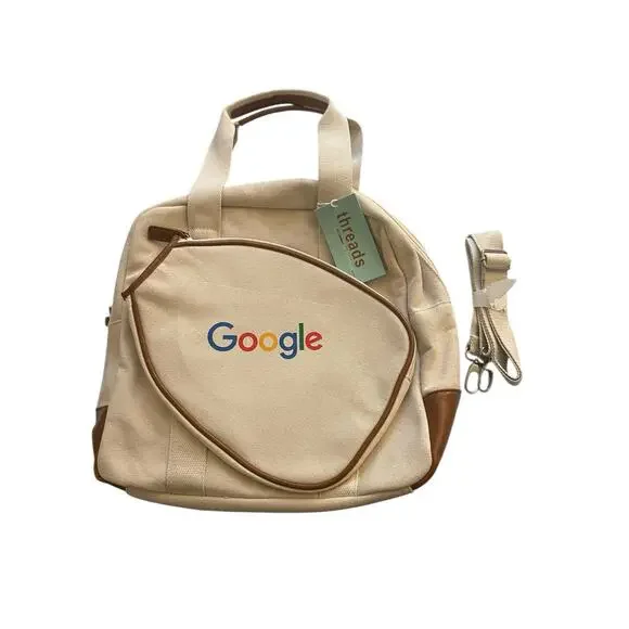 Google Pickleball Canvas Tote Bag threads by Peerless With Shoulder Strap New